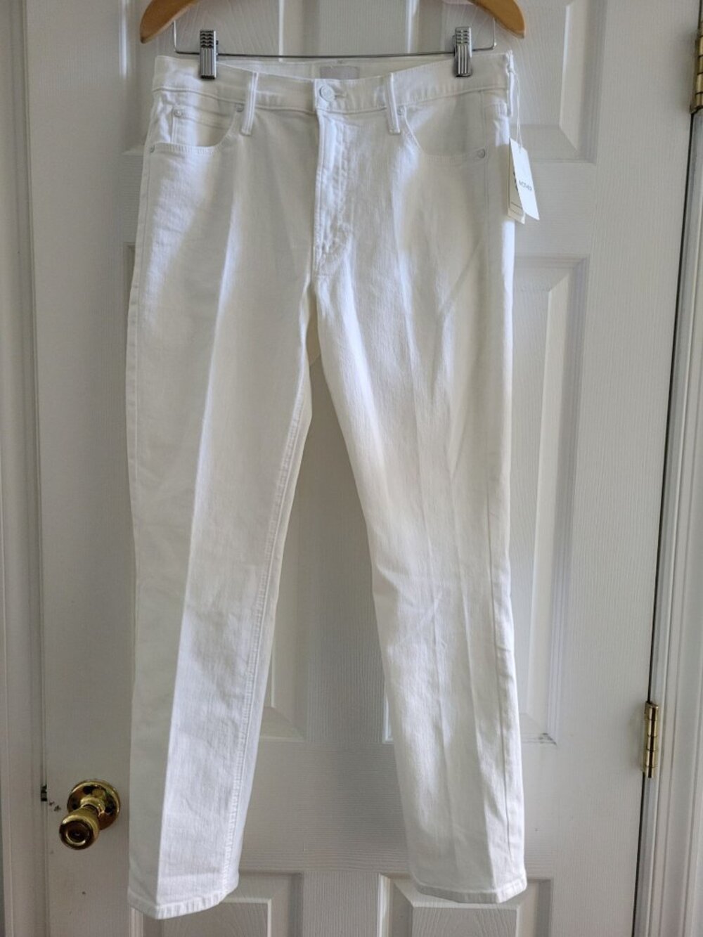 Mother Jeans The Dazzler White Mid Rise size 31 New Ankle Slim Straight denim